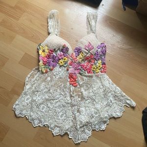 Sexy floral top with corset back